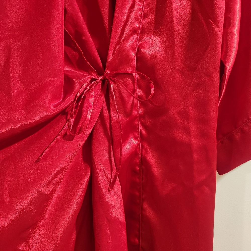 Red Satin Women's Robe - Picture 3 of 5
